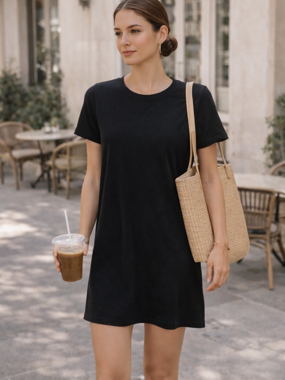 Cotton On Black T-Shirt Mini Dress Size Small Minimalist Casual Basic Shift